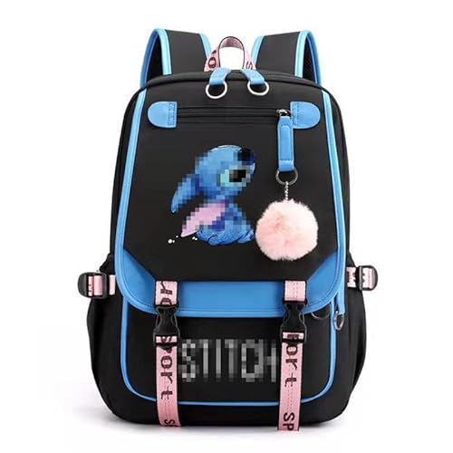 AmazWi - Bolsa para mujer (USB, gran capacidad, estilo casual, multicolor y función School Bags for Girls, azul
