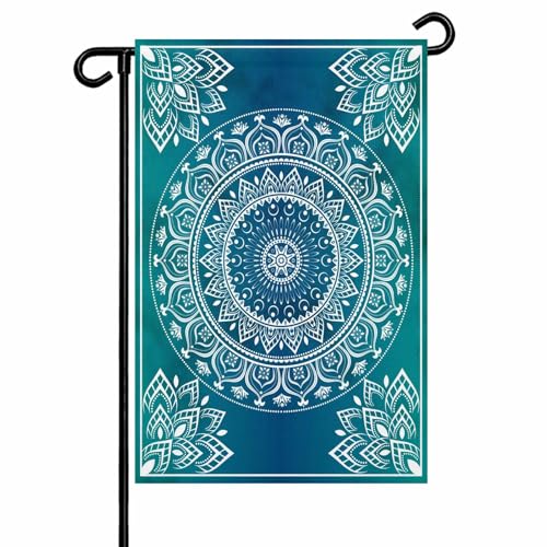Green Boho Flower Garden Flag for Outside, Bohemian Flowers Aesthetic