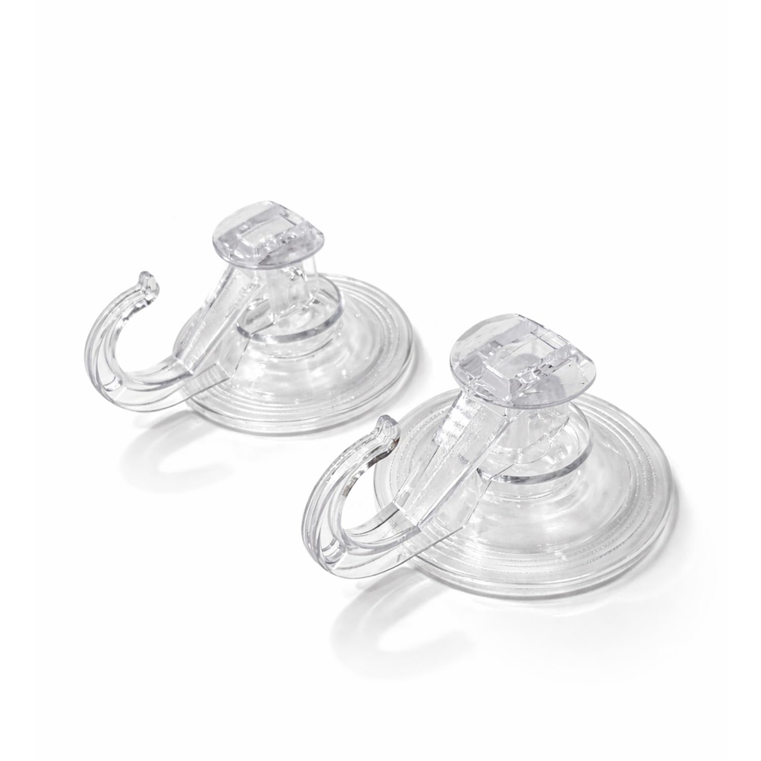 HUNTADEAL Suction Hooks Transparent 3KG – No Drill Wall Hooks for Bathroom Shower Tile Glass – Reusable Vacuum Suction Cup Hooks, Push Down to Lock, Traceless Wreath Hanger for Kitchen Window (2 Pack)