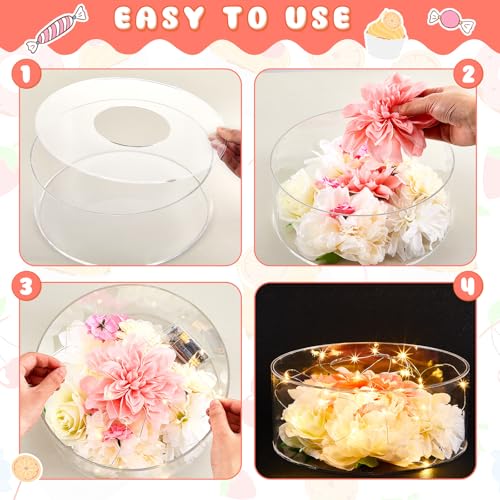 Sintuff 3 Pcs Acrylic Cake Stand with LED Lights 9‘’, 11‘’, 13‘’ Clear Fillable Cake Riser Round 3 Tier Case Box for Wedding Birthday Holiday Party Food Display, 3 Sizes - Image 5