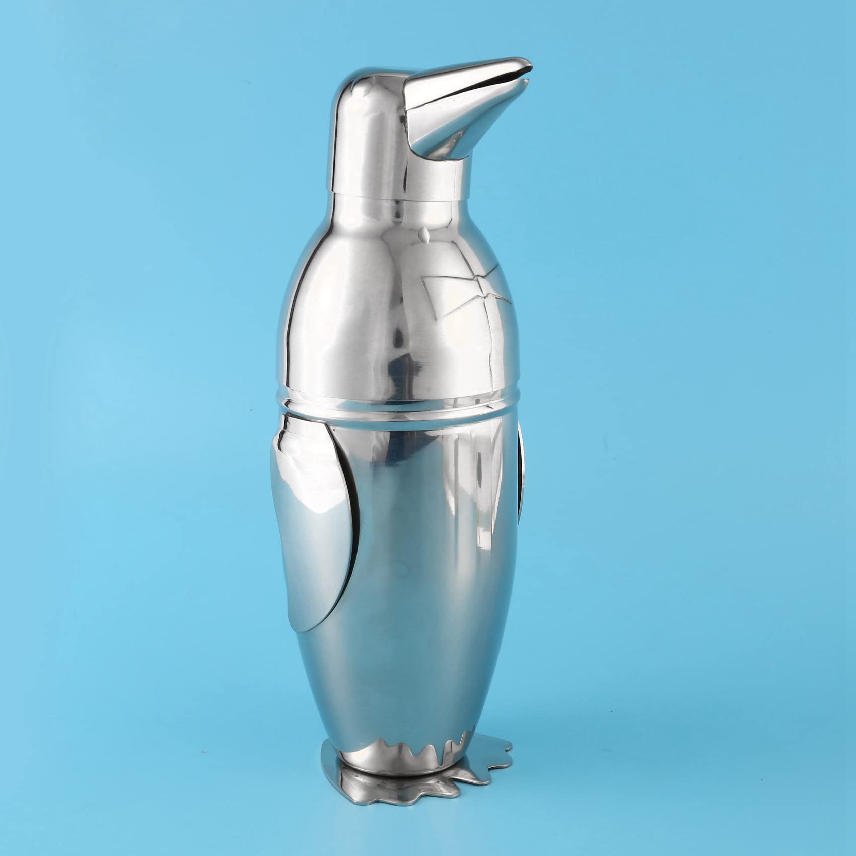 Lot de 4 shakers à cocktail en acier inoxydable de 500 ml avec motif pingouin