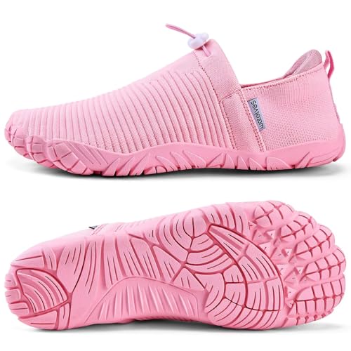Image of WateLves Water Shoes Womens Mens - Comfortable Lightweight Striped Pattern Barefoot Shoes for Beach Swim Pool Yoga Boating Water Aerobics