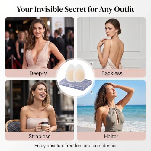 Image of Breathable Nipple Covers for Women,Teardrop Breast Lift Pasties with Air Holes,Reusable for Summer Strapless Backless