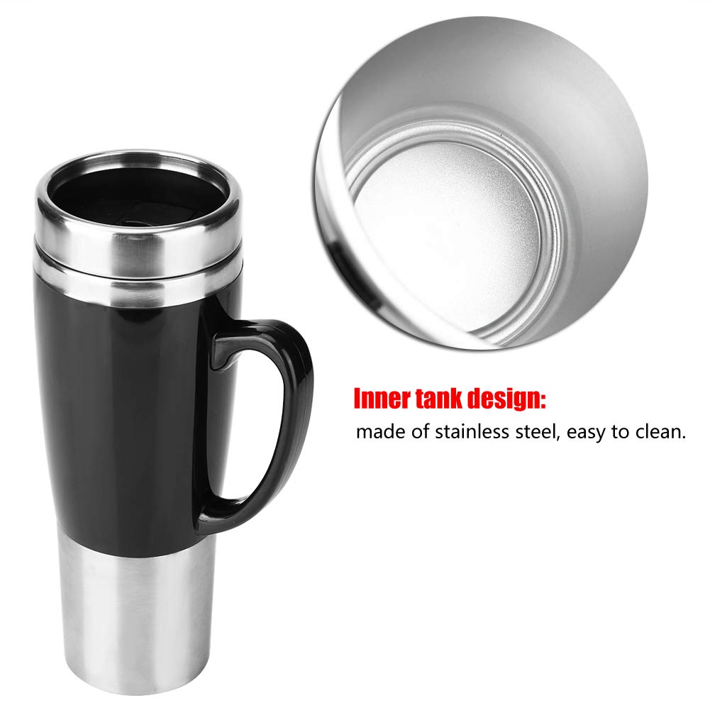Taza De Calefacción Eléctrica De Acero Inoxidable Para Coche, Taza De Café De Viaje, Taza Para Beber Té, Taza Negra Para Viajes, Taza De Calefacción Para Coche(12V)
