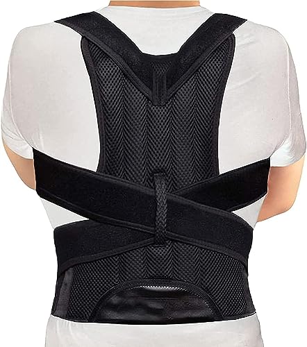AMZSTAR Back Posture Corrector for Men Women,Back Brace for Lumbar Support Upright,Breathable Back Straightener Improve and Neck,Back,Shoulder Pain Relieve(S, Black)