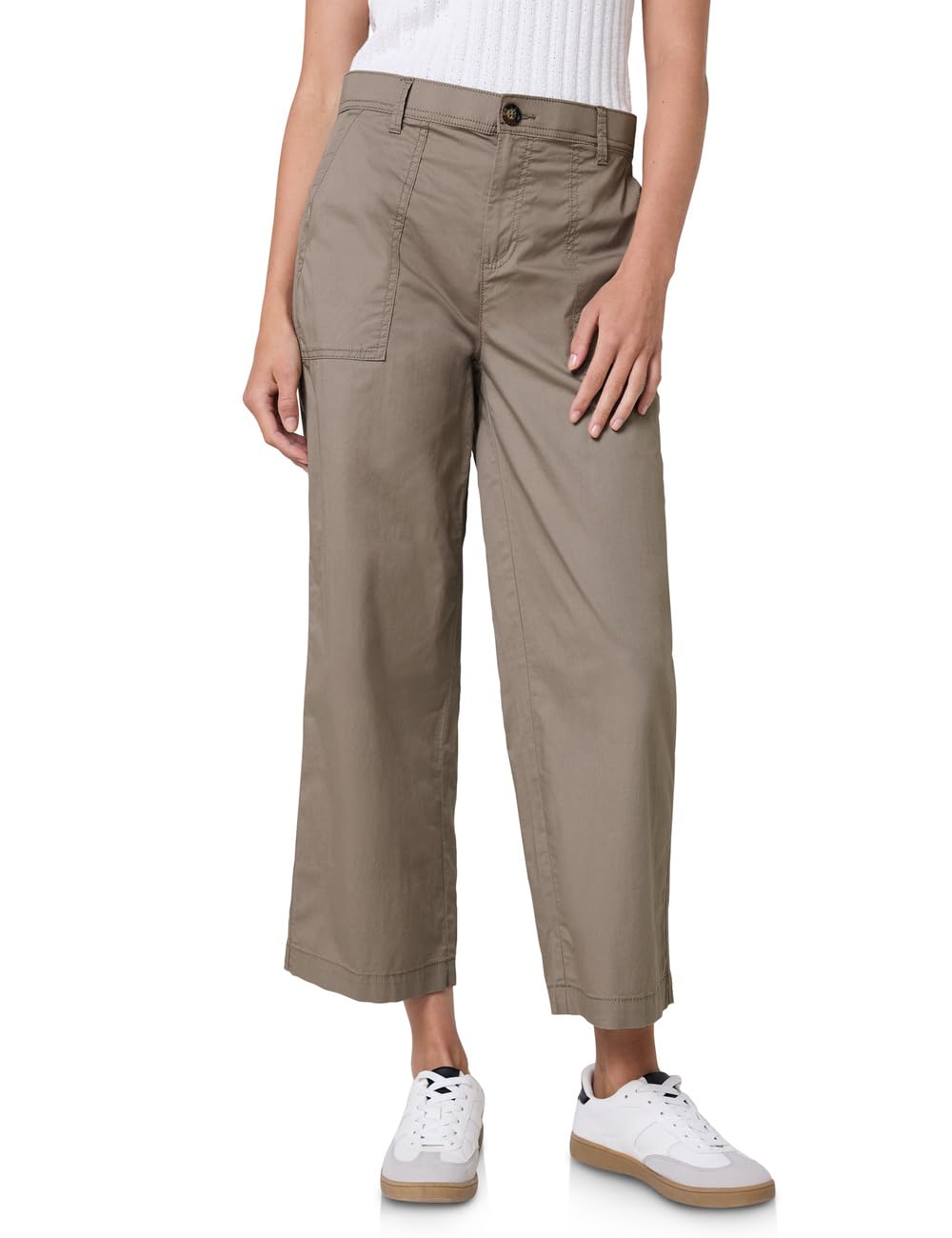 Street One Studio Straight Leg Trousers Dark Sandshell Beige 42, Dark Sandshell Beige, 42W x 28L