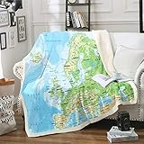 Feelyou Sherpa-Fleece-Überwurfdecke, Kontinentaleuropa, Ozean, nautisches Meer, Abenteuer, Plüsch, flauschige Decke für Sofa, Bett, Couch, 152,4 x 203,2
