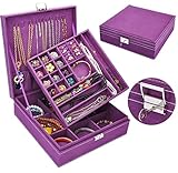 QBestry Girls Jewelry Box for Women Jewelry Case 2 Layer Large Jewelry Organizer Storage Case with L