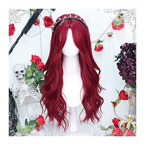 Perruque bouclée avec frange rouge pour masquer la perte de cheveux avec style