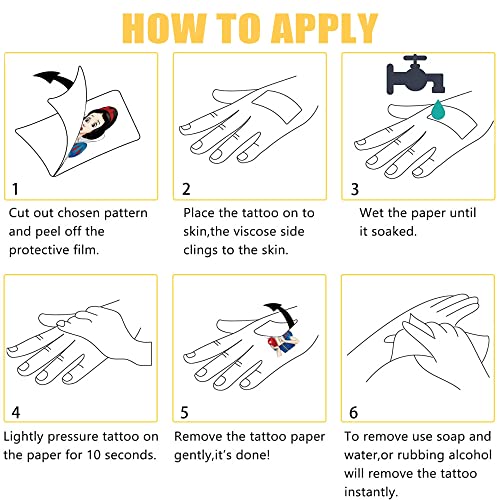 48 Pcs Disne-Y Princess Party Favors Tattoo Stickers, Princess Birthday Party Supplies Removable Skin Safe Princess Characters Tattoo Sticker Princess Movie Theme Party Supplies For Kids Boys And Girls #TOP6