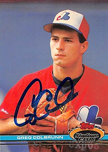 Sports Memorabilia Autograph Warehouse 244766 Greg Colbrunn Autographed Baseball Card - Montreal Expos, FT 1991 Topps Stadium Club Rookie - No. 215