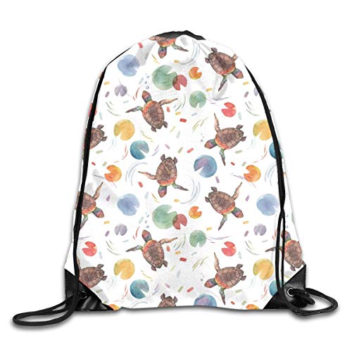 shenguang Colorful Turtle Natación Patrón Mochila Deportiva con cordón Gimnasio Yoga Sackpack Bolsa de Cuerda Bolsa de Almacenamiento de Viaje para Mujeres y Hombres Adecuado para la Escuela Nata