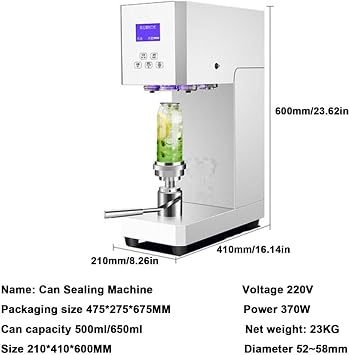 Automatic Can Sealer Machine - Electric Commercial Tin Cup Sealer for Aluminum/Plastic Cans - 2.17 Diameter, 4.53-6.69 Height Ideal for Home, Cafe, Restaurant,02