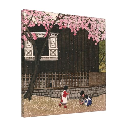 絵画 フレーム装飾画 川瀬巴水 東京十二題 春のあたこ山 キャンバスアート アートパネル 壁画 壁掛け 絵 モダンアート 版画 壁飾り 世界の名画 ポスター 40x40cm