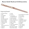 FGT Type 2 Diabetic Rose Gold Medical Alert ID Bracelet for Women Adults Emergency Medical Jewelry Heart Engraved Stainless Steel Adjustable Wristband #1