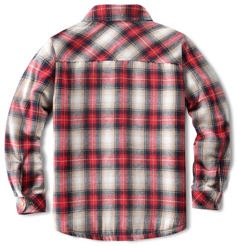 Image of Men's Sherpa Cotton Flannel Shirt Jacket Plaid Button Coat Pocket