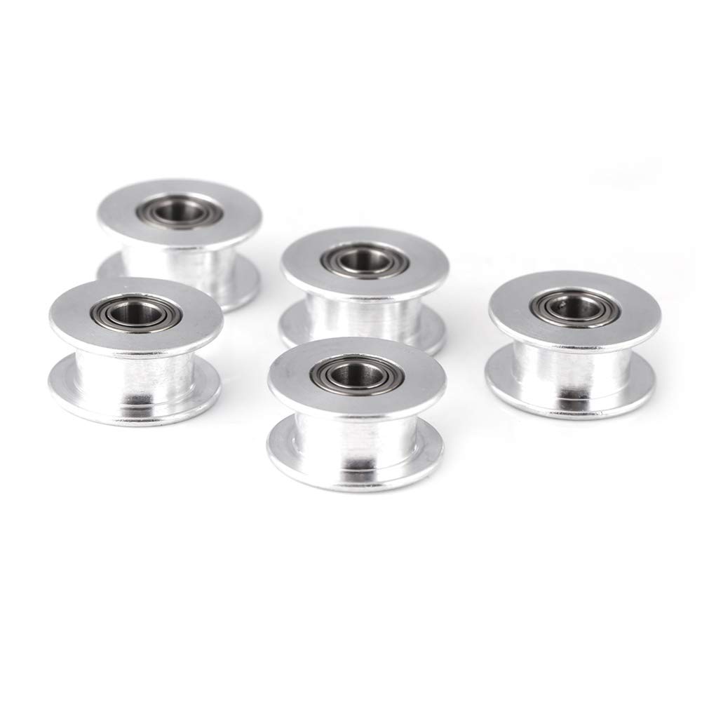 Zahnriemenscheibe, hochwertiges Aluminium glatt 2GT 6mm / 10mm breiter Riemenscheibenriemen 16T / 20T 3mm / 5mm Bohrung 3D-Drucker Accessary 5pcs / Set(W6mm, 20T, Bore 5, Toothless)