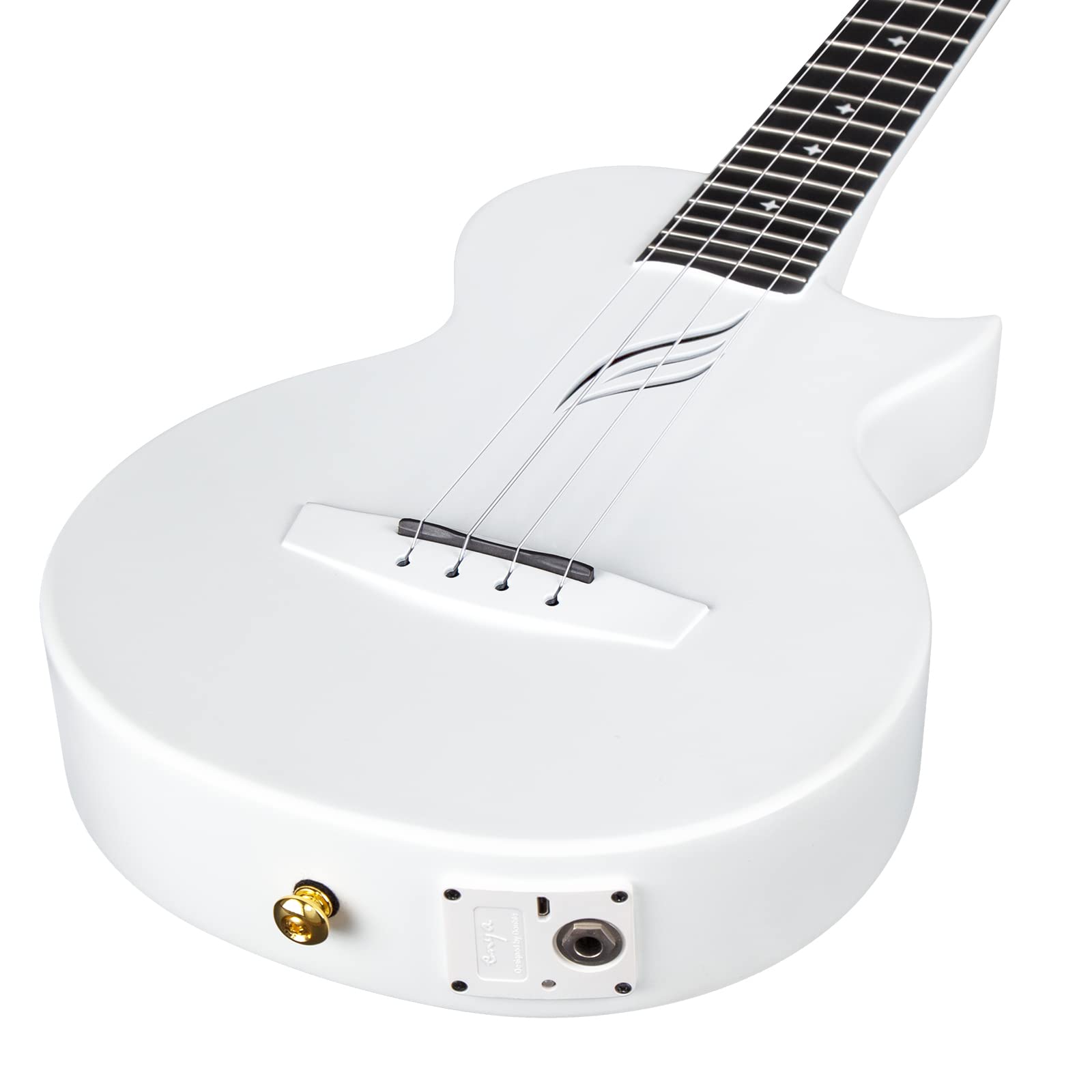 Enya NOVA UE Ukelele Acústico Eléctrico - Set para Principiantes, Niños y Adultos de 26" - Corte Blanco con Estuche, Correas, Cuerdas Acousticplus, Capo - Ideal para Viajes, Festivales y Regalos