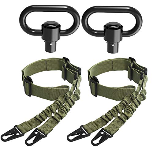 SMALLRT 2 PCS 2 Point Sling Adjustable Rifle Sling with 2 Pack QD Sling Swivels, Push Button Quick Release Sling Attachment Point, QD Sling Mount is not Included
