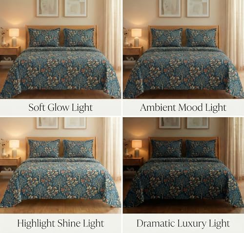 Image of VAS COLLECTIONS 160 TC Cloud Cotton Double Bed Cotton Bedsheet Set (228x254 cm) with 2 Pillow Covers | Soft, Breathable Floral Printed Bedding for Bedroom, Home & Hotel (Royal Teal Print)