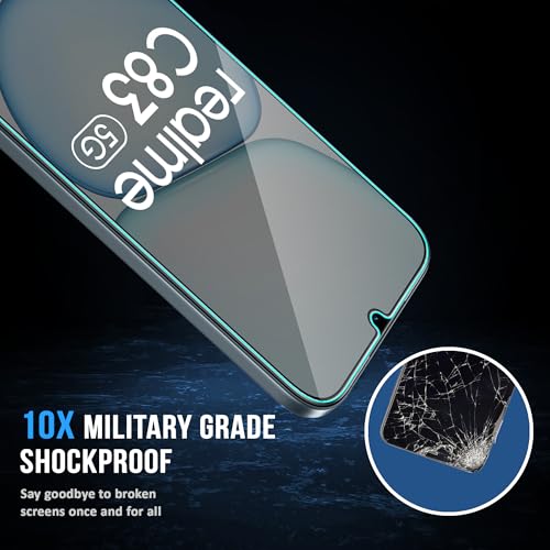 Image of FIRST MART Military Grade Gorilla Tempered Glass For Realme C83 (6.8 Inch) With Edge To Edge Screen Coverage and Easy Installation Kit | Black, Pack of 2