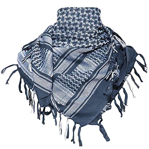 Luxns Military Shemagh Tactical Desert Scarf / 100% Cotton Keffiyeh Scarf Wrap For Men And Women/Blue 43"X43" #TOP5
