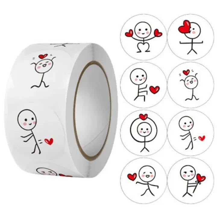 Image of Alokik Enterprise 500 Pcs Cute Cartoon Heart Watercolor Stickers, Round Decorative Adhesive Sticker for Small Business Wedding Supplies Packing Sticker Gift Wrap (1 x Decorative Sticker Roll)