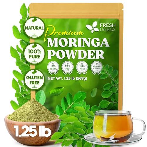 Image of FreshDrinkUS, Premium 20 oz Moringa Powder, 100% Natural & Pure, Herbal Tea, Daily Infusion Botanical, No Sugar, No Caffeine, No Gluten, Vegan. Rich in Antioxidants