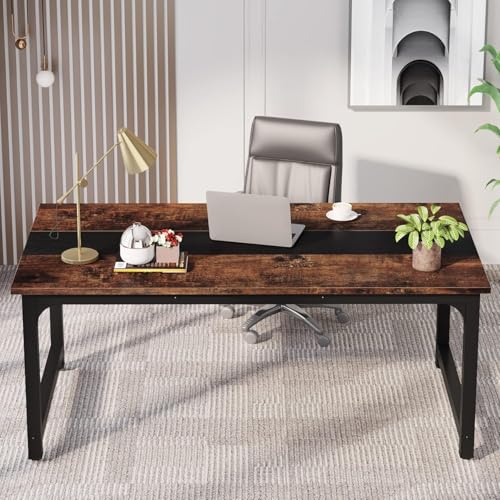 LITTLE TREE 63 Inch Large Executive Office Desk, Simple Computer Workstation with 31.5 inch Extra Wide Desktop for Home Office