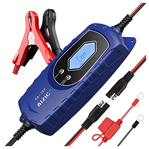 AIZICO Car Battery Charger, 12V/4A 6V/1A Smart Automatic Maintainer Trickle Charger for Car Truck Motorcycle Scooter Lawn Mower Boat RV SUV ATV SLA Wet AGM Gel Cell VRLA Lead Acid Battery