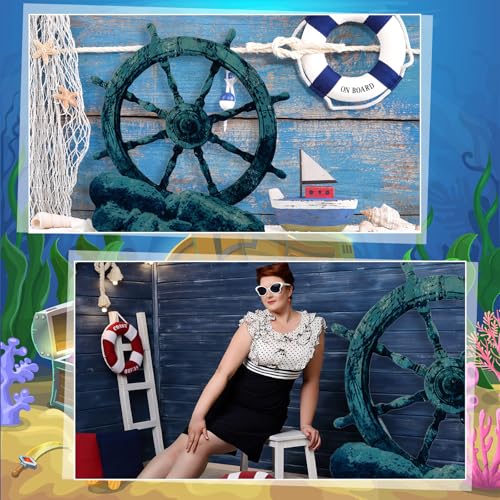 Image of DoubleFill 4 ft Ship Wheel Cardboard Cutout Pirate Nautical Party Decorations Stand up Large Shipwreck Captain Wheel Photo Props for Nautical Pirate Party Home Outdoor Decor