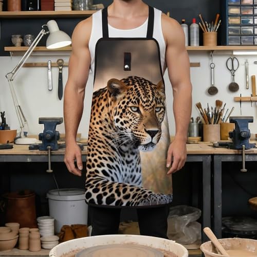 Delantal de trabajo African Animal Leopard con bolsillos miniatura 4