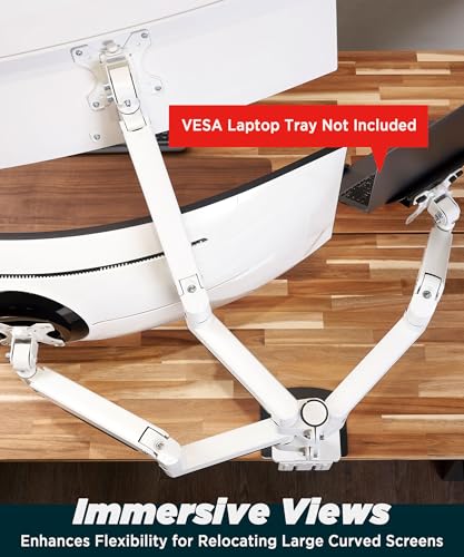 Image of ULTRARM Heavy Duty Triple Monitor Arm for Ultrawide Monitors up to 57 inch and 44 lbs, Dual Monitor Stand for Dual 49 inch Vertical Stacked Monitor Mount Height Adjustable - 100x100 VESA Mount, White MA20PW-T
