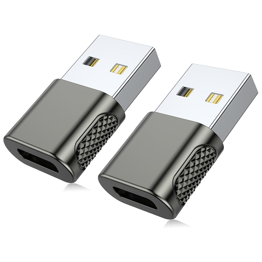 Adapter USB C Buchse auf USB A Stecker, 2 Stück, USB A Ladegerät auf USB Typ C Kabel Konverter für Apple Watch iWatch Serie 7 SE, iPhone, AirPods, iPad, Samsung und mehr