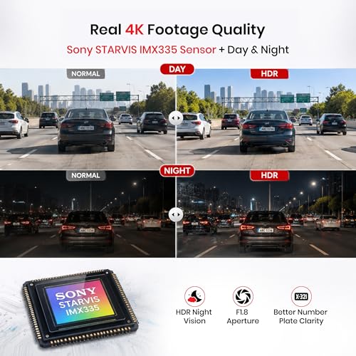 Image of Fleettrack Car DashCam with GPS & WiFi | Night Vision | Voice Control | Parking Mode | Supports up to 128GB (F11 Dashcam (4K Front + 2K Rear))