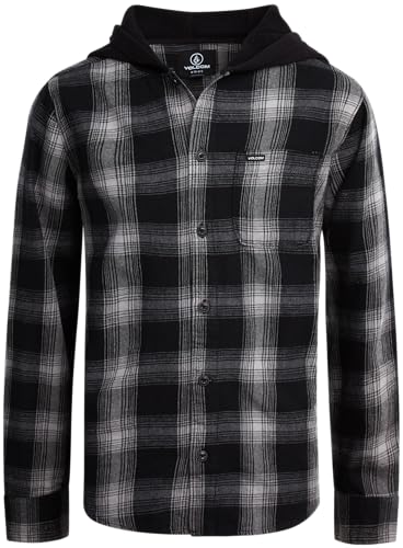 Volcom Boys Button Down Shirt - Breathable Woven Boys Long Sleeve Button Down Shirts - Classic Plaid Flannel Shirt (4-20)