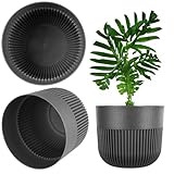 KADAX Blumentopf Ø 13 cm, Blumenübertopf mit gerillter Struktur für Innen- und Außenbereich, Pflanzentopf aus Kunststoff, Übertopf für Zimmerpflanzen (Anthrazit)