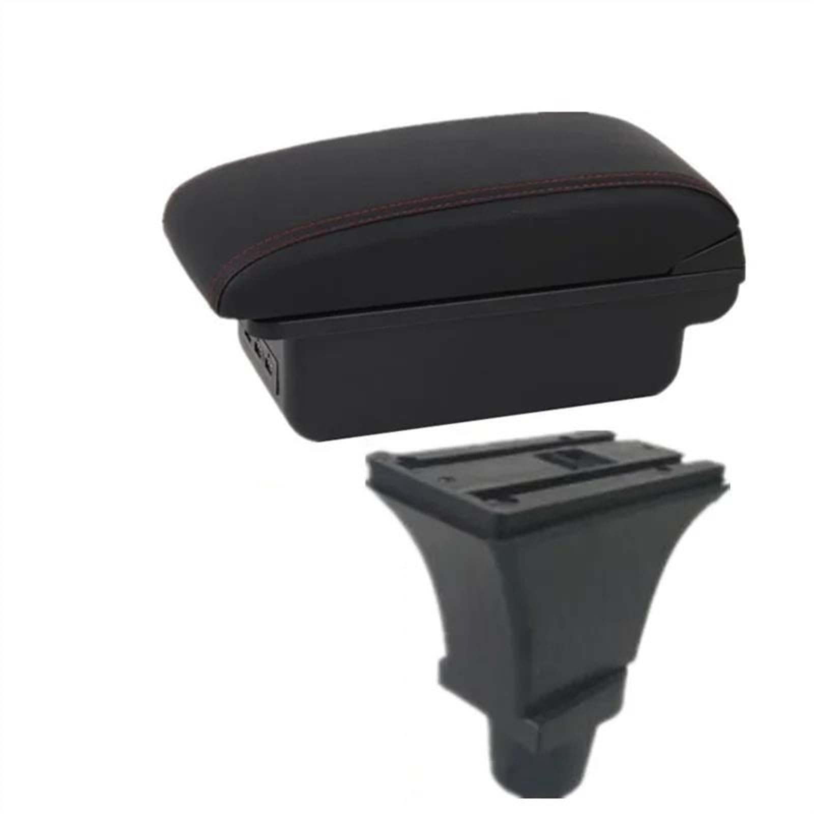 NOHEEU Car Armrest Box Accessories Dedicated Interior Retrofit Center Storage For Fiat 500 For CRONOS(B1 red line 3USB)