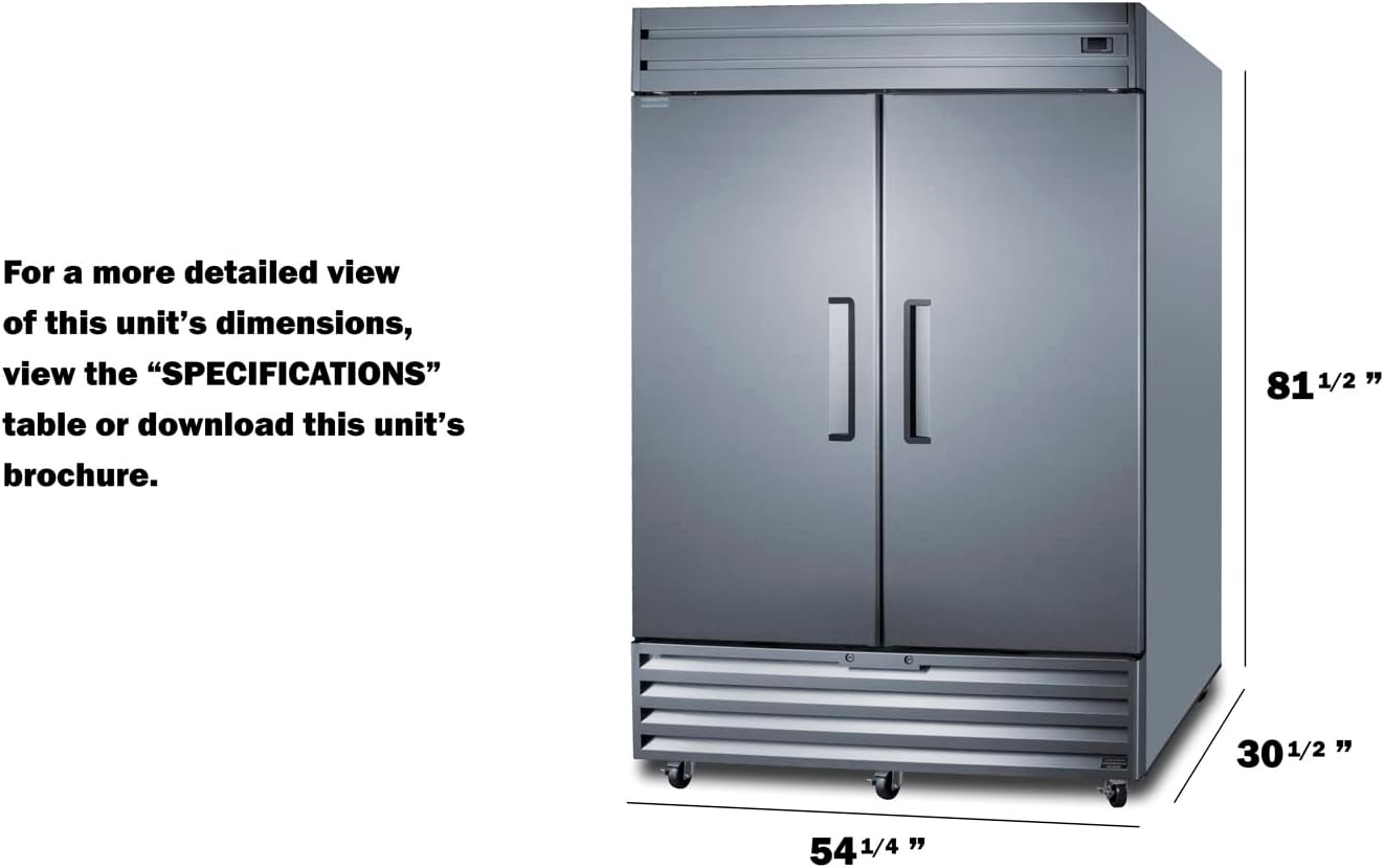 54 in. 38.54 CU. FT. Commercial Upright Frost-Free Freezer in Stainless Steel