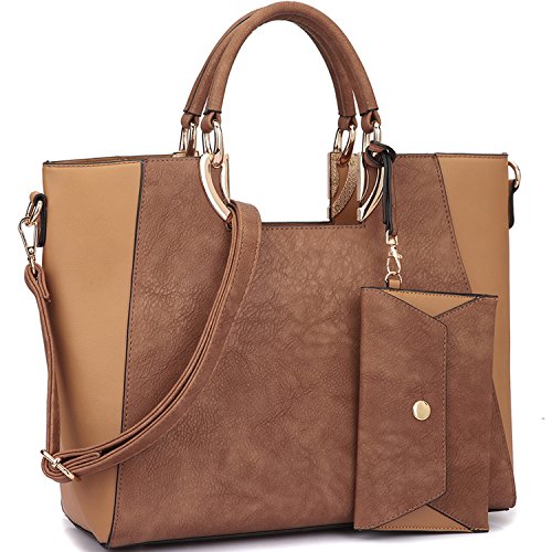Bolso Tote Grande de Cuero Vegano Bicolor con Asa Superior miniatura 1