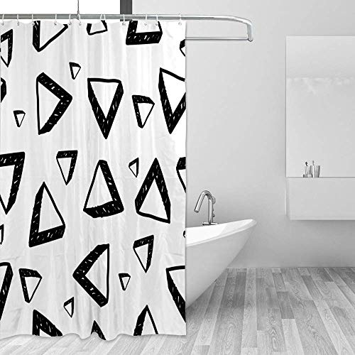 Rideau de douche triangles avec crochets pour baignoire en polyester imperméable - 5
