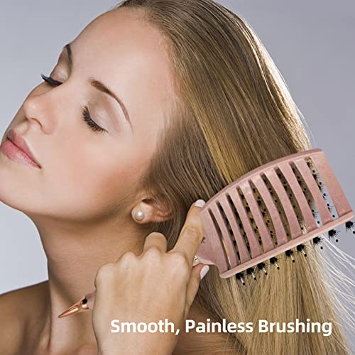 Lobinh Hair Brush, Boar Bristle Hair Brushes, Detangling Hairbrush For Thick Curly Thin Long Short Wet Dry Hair Adds Shine & Health And Makes Hair Smooth, Curved Vented Hair Brush For Women Men Kids #TOP1