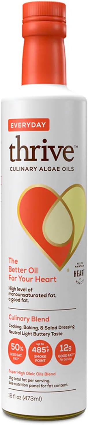 Thrive UltraSun/Algae Cooking Blend - Everyday Culinary Blend, High-Heat Smoke Point, Heart and Health-Conscious Oil, Low Omega-6, Blended with High Oleic UltraSun Oil, 16 fl oz, 1 Pack