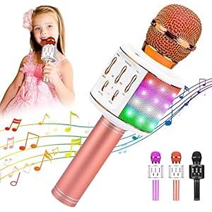 BlueFire Karaoke Wireless Microphone,Bluetooth Karaoke Wireless Microphone with Dancing LED Lights, Portable Speaker…