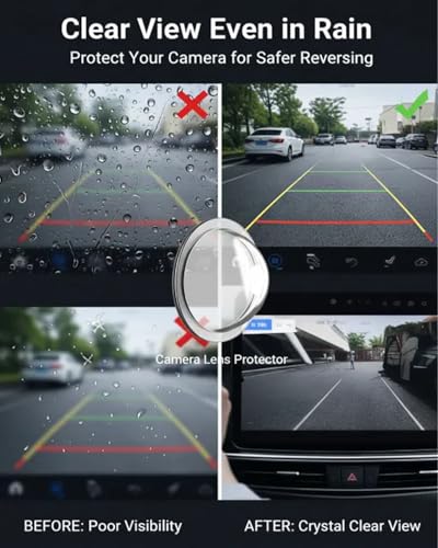 Car Camera Lens Protector, Clear High-Transparency Weatherproof Anti-Glare Backup & Front Camera Rain Shield Sticker, Anti-Rain Car Reversing Cameras Protection for Most Vehicle Cameras(4pcs)