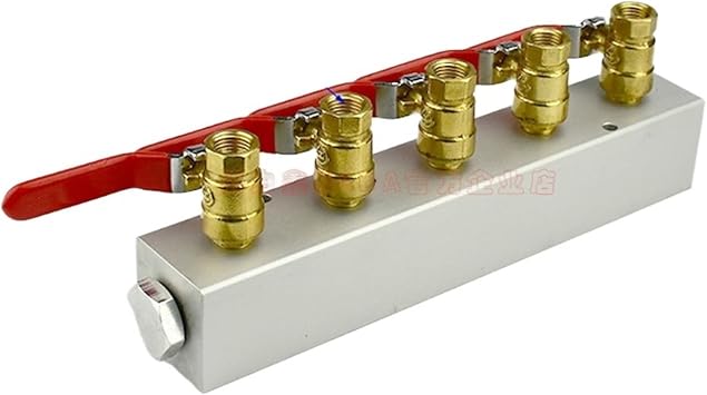 With Ball Vale 40x40mm G1/2" In x 1/4" BSP Female 2 3 4 5 6 7 8 9 10 12 Ways Solid Aluminum Air Manifold Block Splitter5 Way 7 Port