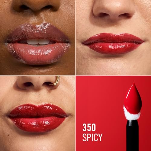 Rimmel Thrill Seeker Lip Latex, 350 Spicy, Rouge à lèvres liquide, Couleur intense, acide hyaluronique, Encre à lèvres, Hydratation, Acide hyaluronique, Vitamine E, Aloe vera, 6 ml (0,2 oz).