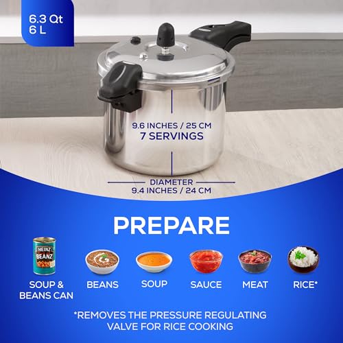 Image of Universal (6.3 Quart / 6 Liter) Olla de Presion, Aluminum Stovetop Pressure Pot with 6 Safety Systems, 7-Serving Family Size, Pressure Cooker made in Colombia, 25-Year Warranty