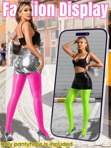 Image of ChiaoLezhee Sexy Shiny Tights, Sheer High-Waisted, Suspender Pantyhose For Women Rave Party Outfits Leggings Pants Exotic