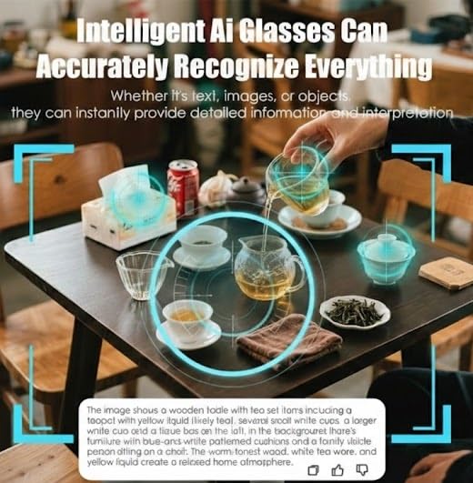 Image of Aeoss Smart AI Glasses with 1080P HD Video Camera & ChatGPT, Real-Time Translation (138 Languages), Bluetooth Audio /Calls, Object Recognition, 3-Lens Kit (Anti-Blue Light, UV, Clear) for Men & Women